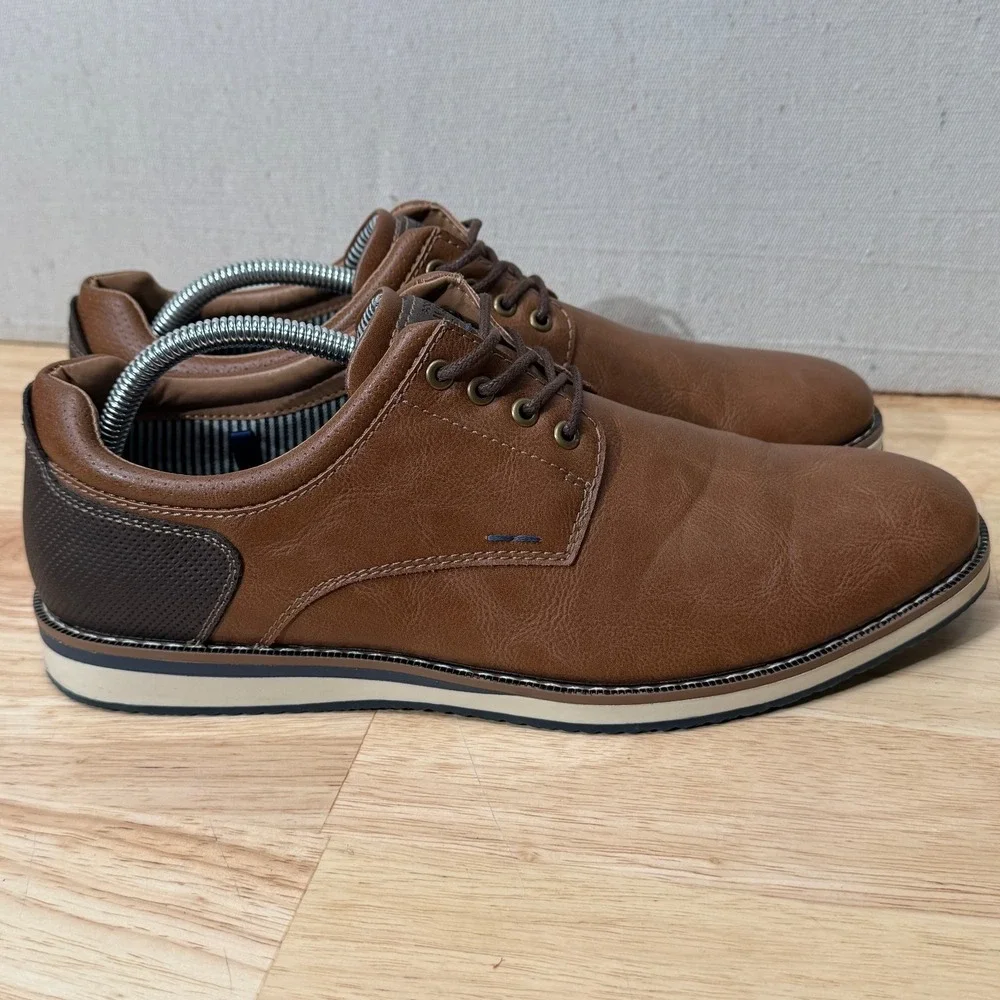 Nunn Bush Hyde II‎ Plain Toe Men's Wide Cognac Tie Size 9.5 W